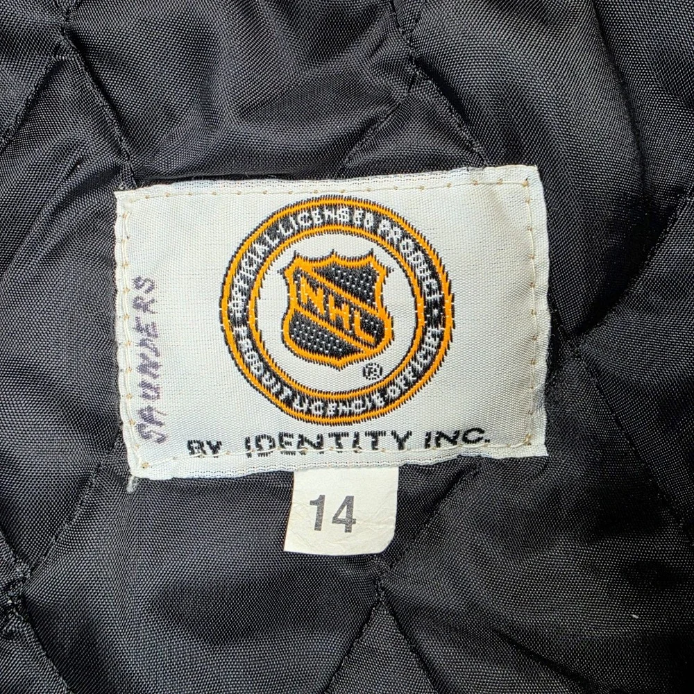 Vintage Mighty Ducks NHL Varsity Jacket Purple Black‎ Kids Size 14 Identity Inc